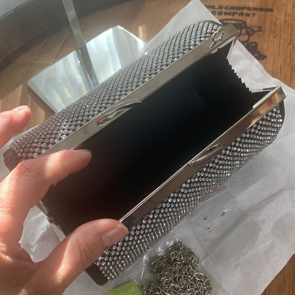 Olivia Miller | NWT Reagan Rhinestone Cylinder Bag Clutch + 2 Chain Straps - Picture 7 of 17